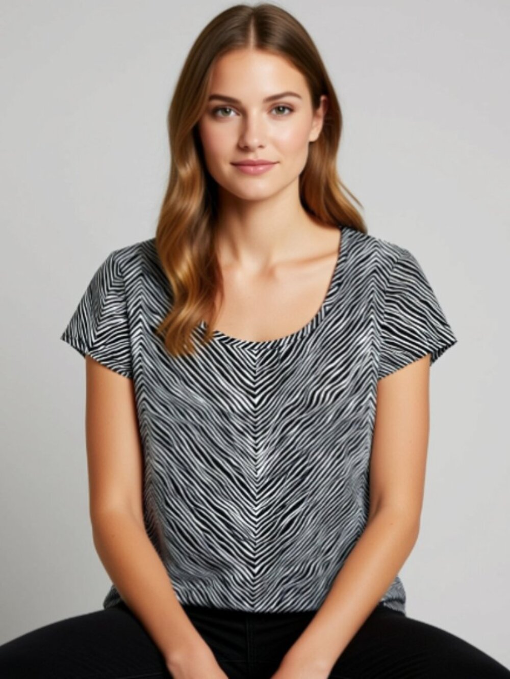 Ann Taylor Short Sleeve Top Zebra Print Size Large